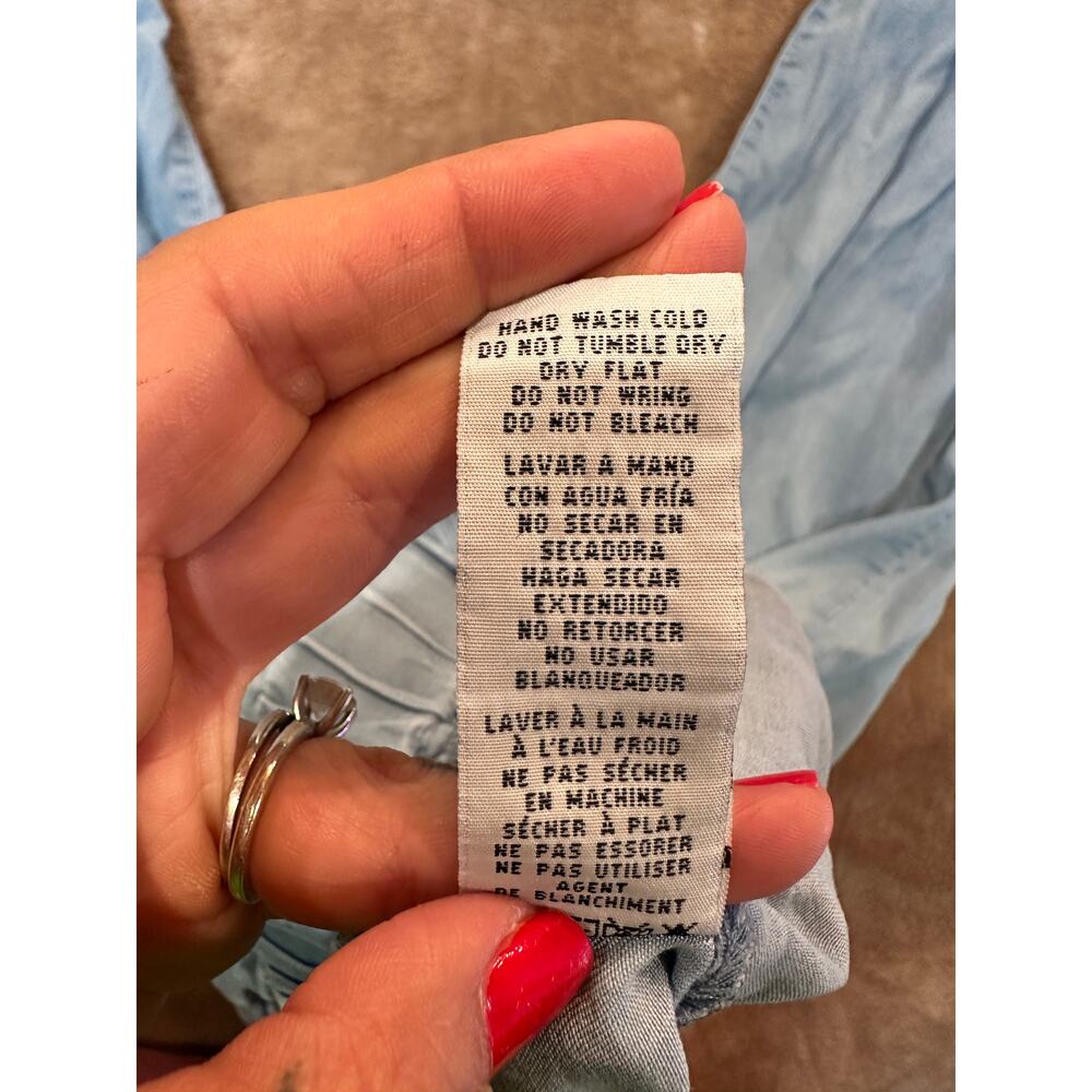 Thread & Supply Chambray Wide Leg Pants Small Paperbag Waist Drawstring Lyocell - Picture 11 of 11